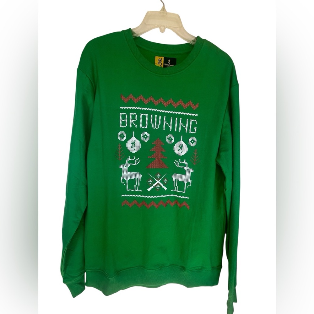 Browning Festive Green Sweater with Holiday Motif